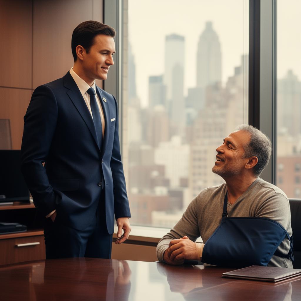 Segal Law Firm personal injury attorney meeting with a relieved injured client